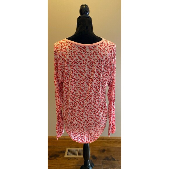 Women's T Shirt Blouse Size ? Medium to Large No Tags + Stretch Pink Red Hearts - Picture 5 of 8